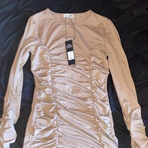 Fashion Nova Long Sleeve Tan Dress